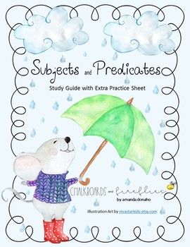 Preview of Subjects and Predicates Study Guide UPDATED RAINDROP EDITION!