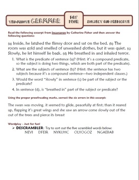 Preview of Subjects and Predicates: Ten-Minute Grammar Unit #10