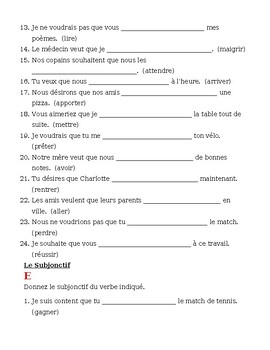 Subjonctif (Subjunctive in French) WEIRDOS Worksheets Distance Learning