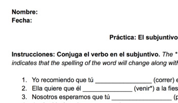 Subjunctive- Más Práctica by Spanish Resources by Srta Morrison | TpT