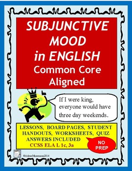 Preview of SUBJUNCTIVE MOOD in English, No-Prep, Aligns with Common Core