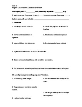 Preview of Subjunctive Packet (Latin II or III)