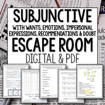 Preview of Subjunctive WEIRDO Spanish Escape Room digital and printable
