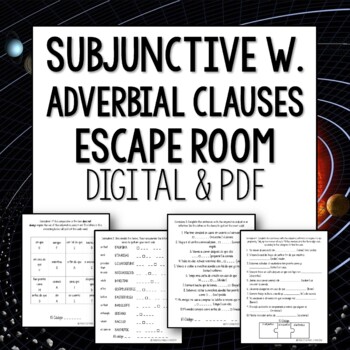 Preview of Subjunctive with adverbial clauses Spanish Escape Room digital and printable