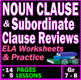Subordinate Clauses Reviews. Noun Clauses Grammar Lessons.