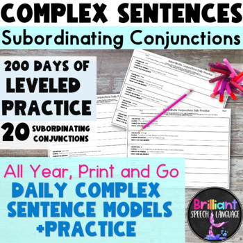 Preview of Subordinating Conjunctions Complex Sentences Daily Practice