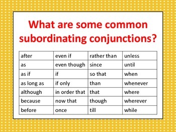 conjunctions subordinating