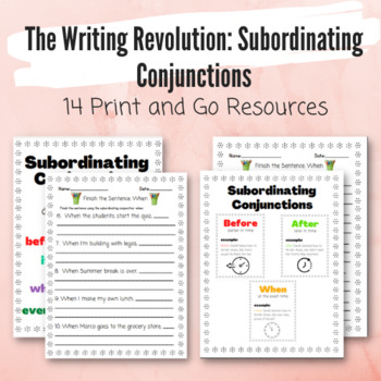 Preview of Subordinating Conjunctions Printables  TWR Strategy Inspired
