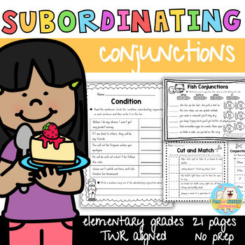 Preview of The Writing Revolution® | Sentence Level Subordinating Conjunctions Worksheets