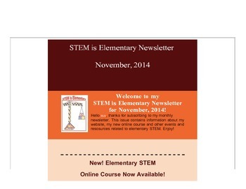 Preview of Subscribe to my FREE monthly STEM is Elementary newsletter!