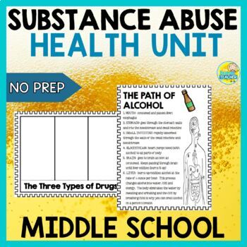 Preview of Substance Abuse Health Unit Middle School 6th to 8th Grades