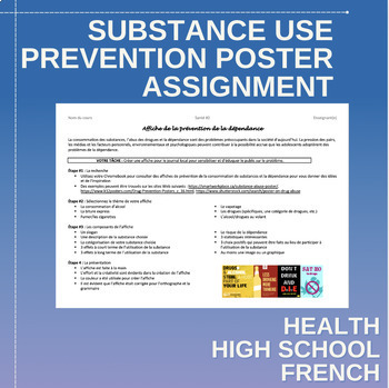 Preview of Substance Use & Addictions Prevention Poster - Santé/Health - French/français
