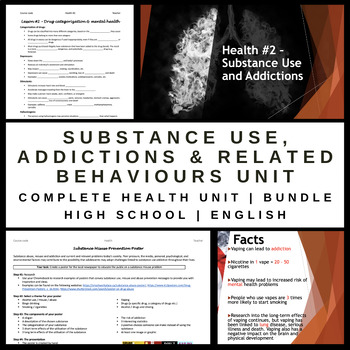 Preview of Substance Use, Addictions & Related Behaviours - Health Unit Bundle - English