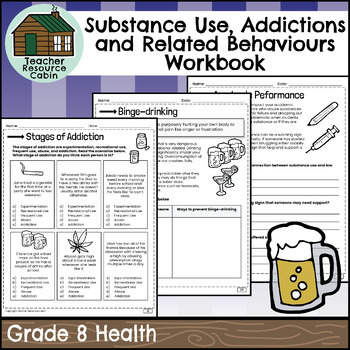 Preview of Substance Use, Addictions, and Related Behaviours Workbook (Grade 8 Health)