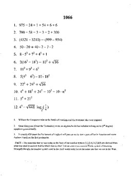 Preview of Substantial Prime Number Neat Numbers,order of operation,exponents,mental math