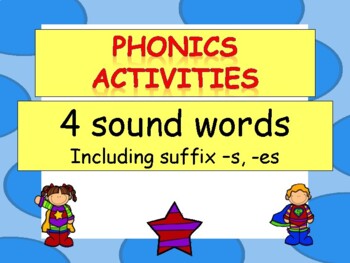 Preview of Substep 2.2 Activities: 4 sound words including suffix -s & -es