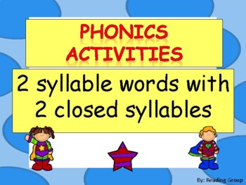 Preview of Substep 3.1 Activities: 2 syllable words with 2 closed syllables