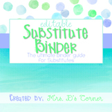 Editable Substitute Binder { Blue Watercolor } The Ultimat