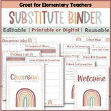 Substitute Teacher Binder -EDITABLE BOHO Rainbow Sub Binde