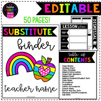 Preview of Substitute Binder - [EDITABLE] + Google Slides™ version