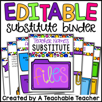 Preview of Substitute Binder - Editable