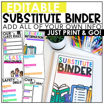 Preview of Substitute Binder - Editable Sub Plan Templates