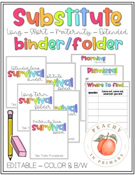Preview of Substitute Binder Editable Templates | Long Term | Short Term | Maternity Leave