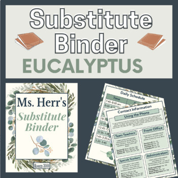 Preview of Substitute Binder | Eucalyptus and Gold | EDITABLE | Google Slides 