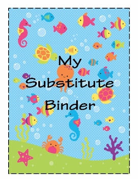 Preview of Substitute Binder Ocean-Themed