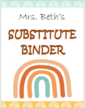 Preview of Substitute Binder Package (editable) - Style Modern Rainbow Boho Cute