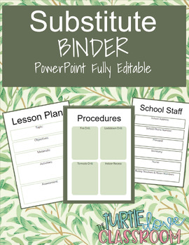 Preview of Substitute Binder PowerPoint Editable - Low Prep! Just Type and Print