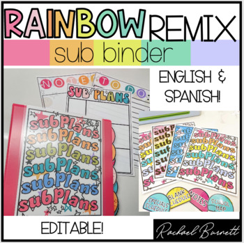 Preview of Substitute Binder // Rainbow Remix Bundle 90's retro classroom decor