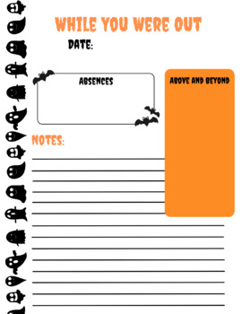 Preview of Substitute Binder - Sub Report Template (Halloween Theme)