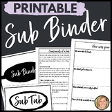Substitute Binder- Substitute Teacher Binder- Sub Binder- 