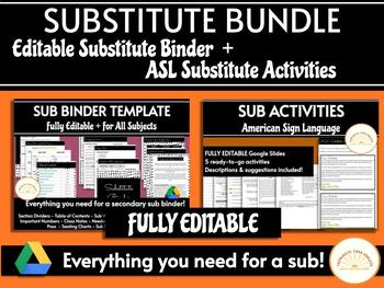 Preview of Substitute Binder and ASL Activities Bundle
