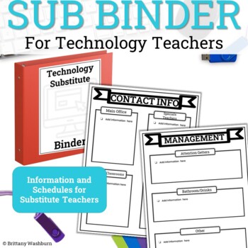 Preview of Substitute Binder and Forms for Technology Teachers