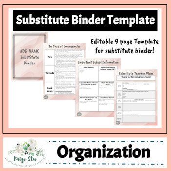 Preview of Substitute Binder and Substitute Plans Template