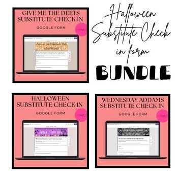 Preview of Substitute Check in Form. Halloween Bundle