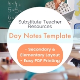 Substitute Day Notes Templates