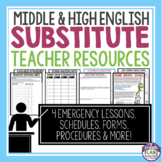 Substitute Teacher English Emergency Lesson Plans and Bind
