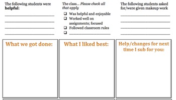 Preview of Substitute Feedback Form