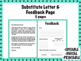 Substitute Letter and Feedback Page (EDITABLE, DIGITAL, PR