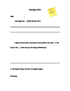 Preview of Substitute Letter of Apology