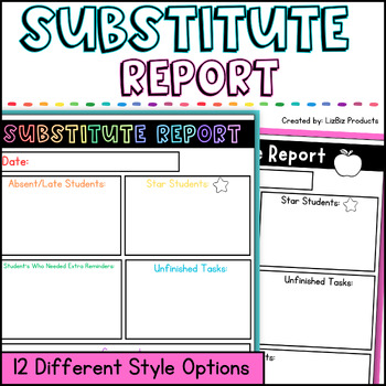 Preview of Substitute Note Report, Sub Feedback Form, A Note From the Sub Communication