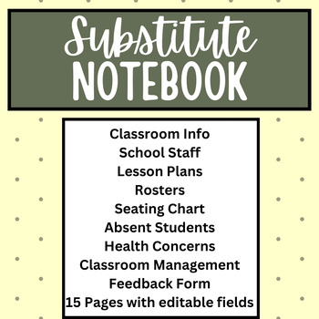 Preview of Substitute Notebook Binder Forms for ALL Grades