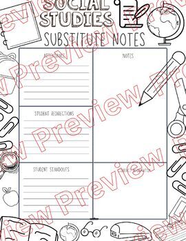 Preview of Substitute Notes - History Theme