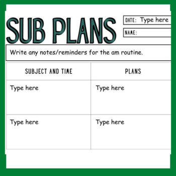 Preview of Substitute Planning Slides Template (Face to Face, Remote, Distance, Virtual)