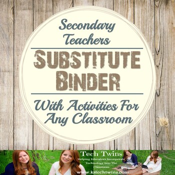 Preview of Substitute Plans Binder with Activities- Secondary Teachers