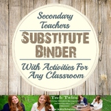 Substitute Plans Binder with Activities- Secondary Teachers