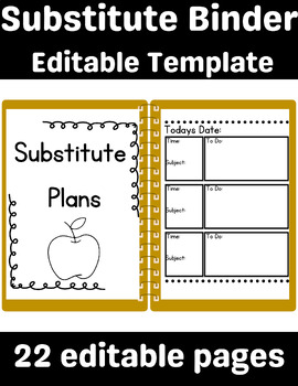 Preview of Substitute Plans - Editable Sub Plans, Sub Binder